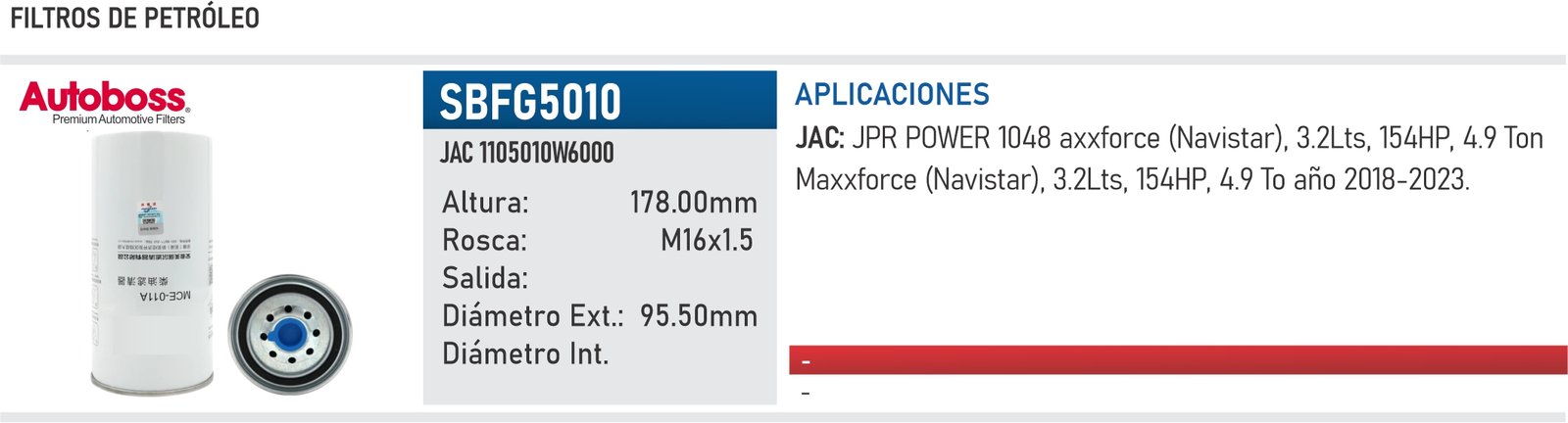 Filtro de petroleo SBFG5010